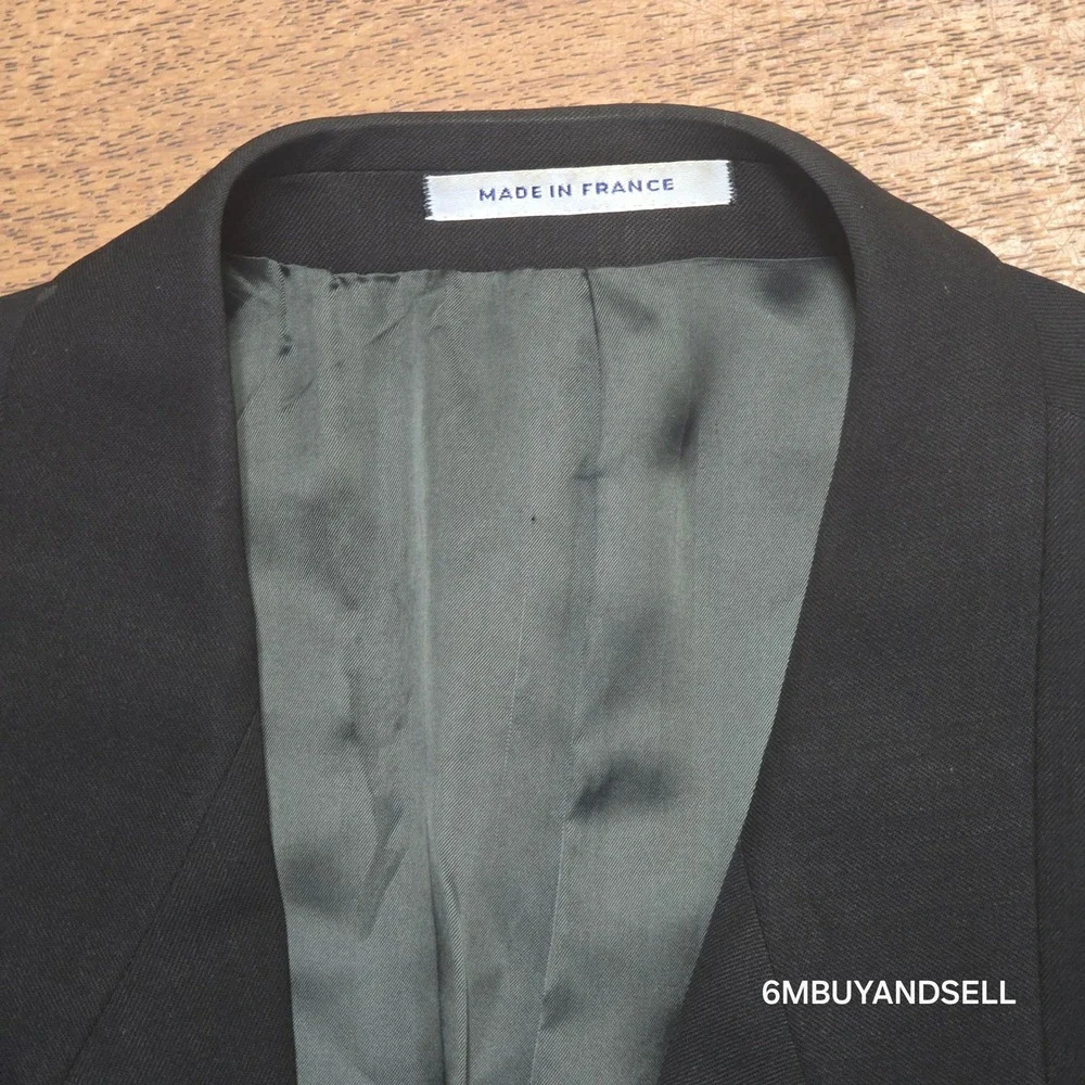 VTG Yves Saint Laurent Mens Double Breasted Blazer Black Wool Made in France M-L